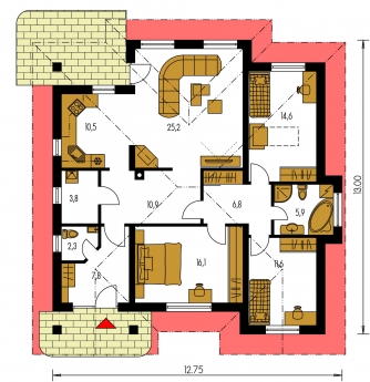 Floor plan of ground floor - BUNGALOW 53